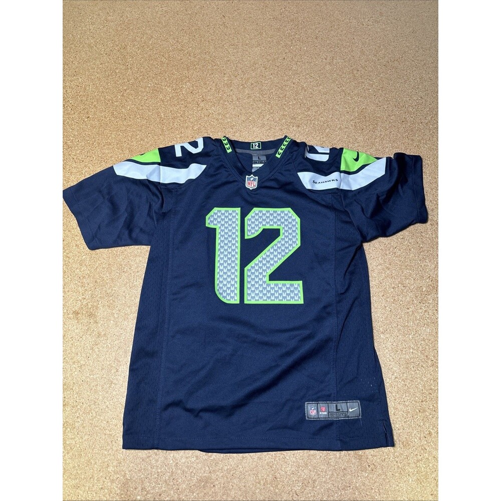 Nike On Field Seattle Seahawks 12th Fan #12 Blue Jersey Youth Large (14/16) I2